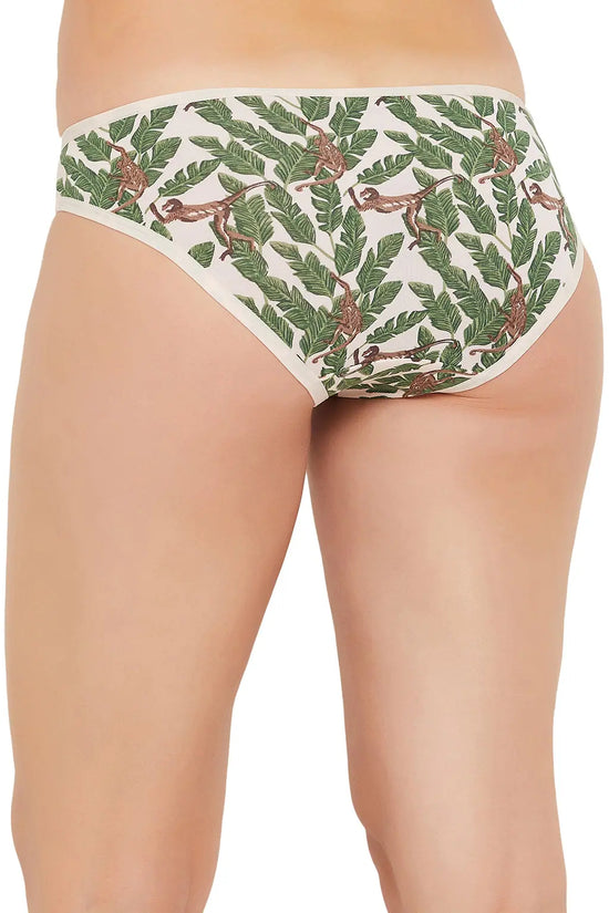 Low Waist Monkey Print Bikini Panty in Soft Pink - Cotton