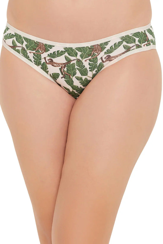 Low Waist Monkey Print Bikini Panty in Soft Pink - Cotton