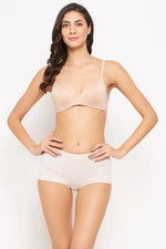 Mid Waist Animal Print Boyshorts in Nude Colour