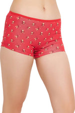 Mid Waist Monkey Print Boyshorts in Red - Cotton