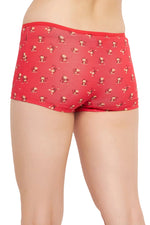 Mid Waist Monkey Print Boyshorts in Red - Cotton