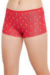 Mid Waist Monkey Print Boyshorts in Red - Cotton