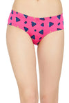 Mid Waist Fruit Print Hipster Panty in Hot Pink with Inner Elastic - Cotton