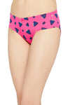 Mid Waist Fruit Print Hipster Panty in Hot Pink with Inner Elastic - Cotton