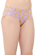 Mid Waist Fruit Print Hipster Panty in Lilac with Inner Elastic - Cotton