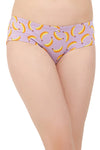 Mid Waist Fruit Print Hipster Panty in Lilac with Inner Elastic - Cotton