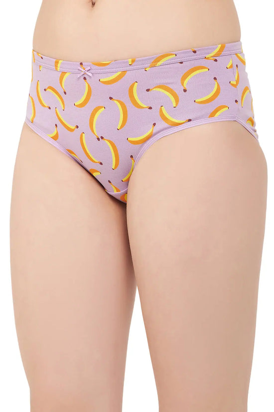 Mid Waist Fruit Print Hipster Panty in Lilac - Cotton