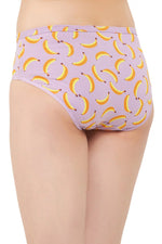 Mid Waist Fruit Print Hipster Panty in Lilac - Cotton