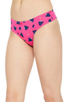 Low Waist Fruit Print Thong in Hot Pink with Inner Elastic - Cotton