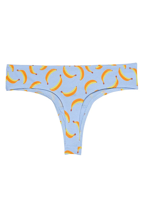 Low Waist Fruit Print Thong in Powder Blue with Inner Elastic- Cotton