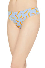 Low Waist Fruit Print Thong in Powder Blue with Inner Elastic- Cotton