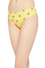 Low Waist Fruit Print Thong in Yellow with Inner Elastic - Cotton