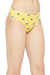 Low Waist Fruit Print Thong in Yellow with Inner Elastic - Cotton