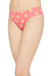 Low Waist Fruit Print Thong in Salmon Pink with Inner Elastic- Cotton