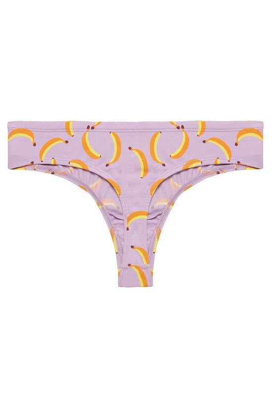 Low Waist Fruit Print Thong in Lilac with Inner Elastic - Cotton