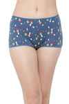 Mid Waist Retro Print Boyshorts in Blue - Cotton