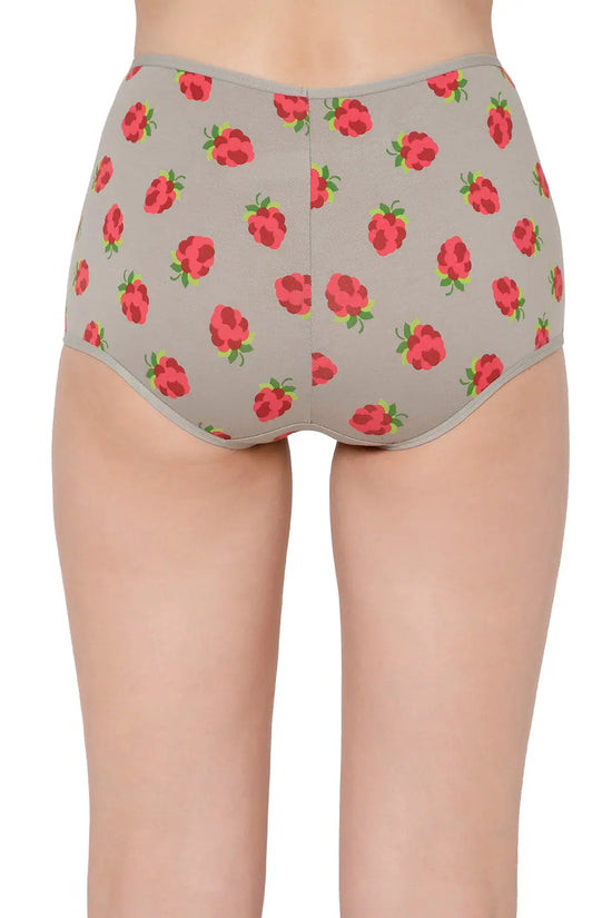 Mid Waist Fruit Print Boyshorts in Light Grey - Cotton