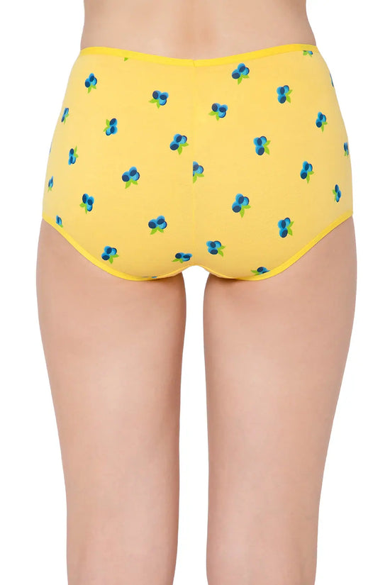 Mid Waist Fruit Print Boyshorts in Yellow - Cotton