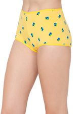 Mid Waist Fruit Print Boyshorts in Yellow - Cotton