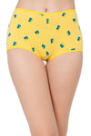 Mid Waist Fruit Print Boyshorts in Yellow - Cotton