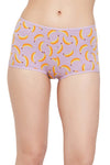 Mid Waist Fruit Print Boyshorts in Lilac - Cotton