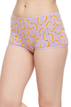 Mid Waist Fruit Print Boyshorts in Lilac - Cotton