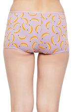 Mid Waist Fruit Print Boyshorts in Lilac - Cotton