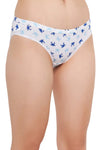 Low Waist Crab Print Bikini Panty in White - Cotton