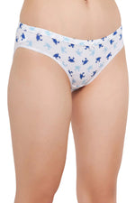 Low Waist Crab Print Bikini Panty in White - Cotton