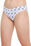 Low Waist Crab Print Bikini Panty in White - Cotton