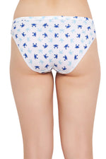 Low Waist Crab Print Bikini Panty in White - Cotton