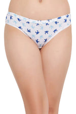 Low Waist Crab Print Bikini Panty in White - Cotton