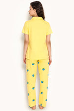 Tutti Fruity Button Down Shirt & Pyjama Set in Yellow - 100% Cotton