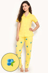 Tutti Fruity Button Down Shirt & Pyjama Set in Yellow - 100% Cotton