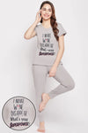 Quirky Quotes Top & Joggers Set in Grey - 100% Cotton