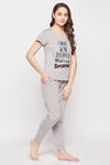 Quirky Quotes Top & Joggers Set in Grey - 100% Cotton