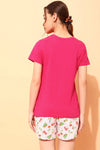 Chic Basic Top in Magenta & Pretty Florals Shorts in Soft Pink - 100% Cotton