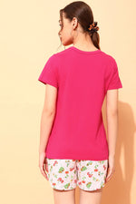 Chic Basic Top in Magenta & Pretty Florals Shorts in Soft Pink - 100% Cotton