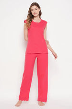 Chic Basic Top & Pyjama Set in Magenta - 100% Cotton