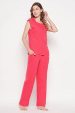 Chic Basic Top & Pyjama Set in Magenta - 100% Cotton