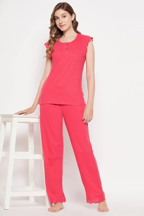 Chic Basic Top & Pyjama Set in Magenta - 100% Cotton