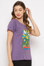 Graphic Print Top in Purple - 100% Cotton