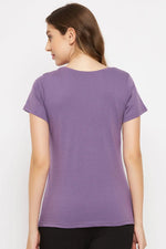 Graphic Print Top in Purple - 100% Cotton