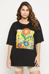 Graphic Print Oversized T-shirt in Black - 100% Cotton