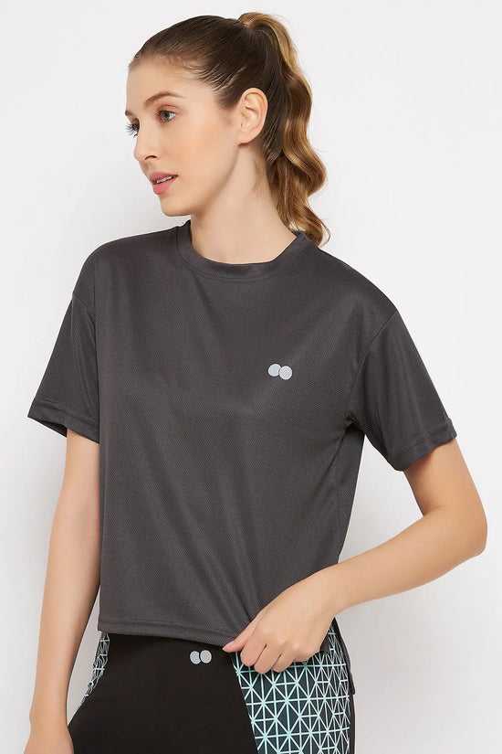 Boxy Fit Active T-shirt in Dark Grey