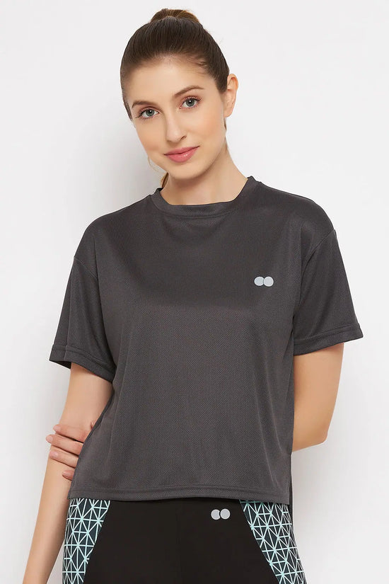 Boxy Fit Active T-shirt in Dark Grey