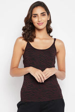 Animal Print Camisole in Maroon - Cotton