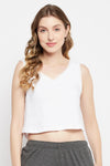 Chic Basic Self-Patterned Crop Tank Top in White - 100% Cotton