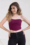 Chic Basic Ribbed Bustier in Wine Colour - Cotton