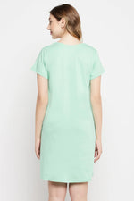 Quirky Quotes Short Night Dress in Mint Green - 100% Cotton